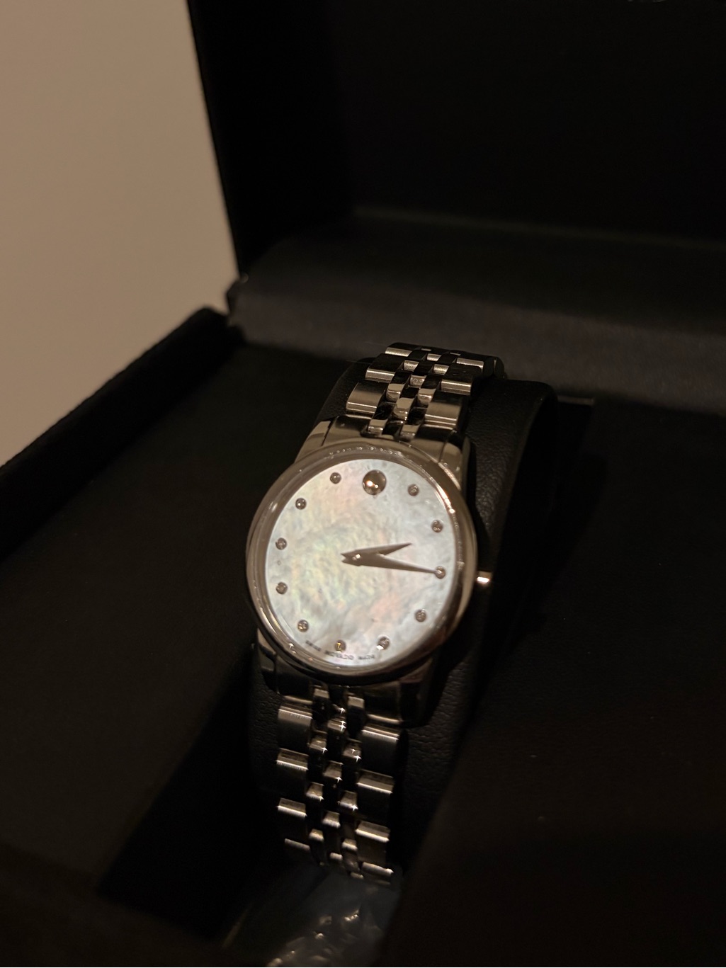 Movado Silver Bracelet Watch With MotherOfPearl Dial